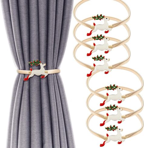 6 Pack Christmas Curtain Tieback Buckle Aluminum Alloy Spring Design Curtain Holdback Carving Design Christmas Curtain Ties for Drapes Curtain Ties Backs Modern Style Decor (Green) in Saudi Arabia