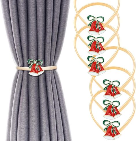6 Pack Christmas Curtain Tieback Buckle Aluminum Alloy Spring Design Curtain Holdback Carving Design Christmas Curtain Ties for Drapes Curtain Ties Backs Modern Style Decor (Green) in Saudi Arabia