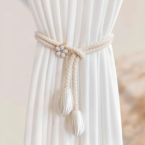 2PCS Curtain Holdbacks, Curtain Tiebacks, Adjustable Decorative Rope Style Window Treatment Holders for Bedroom Office Drapes Display,50cm (Golden) in Saudi Arabia