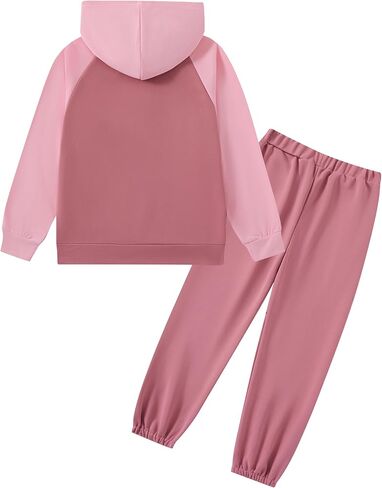 Girls 2 Piece Outfits Tracksuit Quarter Zip Hoodie Long Sleeve Sweatshirt and Sweatpants Set with Pockets in Saudi Arabia