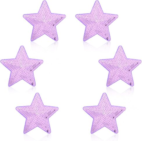 6pcs Star Sequin Iron On Patches, Star Patches Sequin Applique Patches for Clothing Repair, Backpack, Shoes Decoration, Rose Red 3.54x3.54 Inch in Saudi Arabia