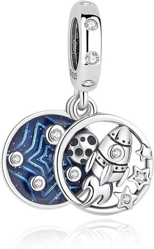 Nbsameng S925 Sterling Silver Charms Bead Compatible for Pandora Bracelets and Necklaces, DIY Jewelry for Women, Blue Rocket in Kuwait