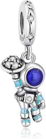 Nbsameng S925 Sterling Silver Charms Bead Compatible for Pandora Bracelets and Necklaces, DIY Jewelry for Women, Blue Rocket in Kuwait