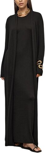 Women's 2 Piece Sweater Set Knit Bodycon Maxi Dress Open Front Duster Long Cardigan Sets Cozy Lounge Outfits in Saudi Arabia