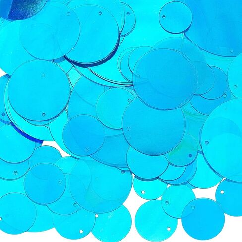 SUNNYCLUE 120G 6 Sizes Blue Loose Sequins Flat Sequin Paillettes Bulk Plastic PVC Round Iridescent Applique Art Shiny Glitters Hole Loose Decor Sequin for Sewing Craft DIY Embroidery Ornament Supplies in Saudi Arabia