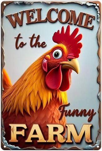 FunnySign Rooster Décor Relax We're All Crazy It's Not Competition Rustic Tin Sign For Home Farm Chicken Coop Decor 8x12 Inch (9709) in Kuwait