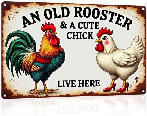 FunnySign Rooster Décor Relax We're All Crazy It's Not Competition Rustic Tin Sign For Home Farm Chicken Coop Decor 8x12 Inch (9709) in Kuwait