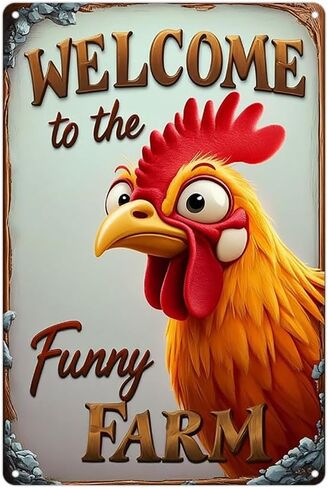 FunnySign Rooster Décor Relax We're All Crazy It's Not Competition Rustic Tin Sign For Home Farm Chicken Coop Decor 8x12 Inch (9709) in Kuwait