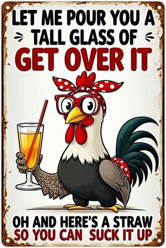 FunnySign Rooster Décor Relax We're All Crazy It's Not Competition Rustic Tin Sign For Home Farm Chicken Coop Decor 8x12 Inch (9709) in Kuwait
