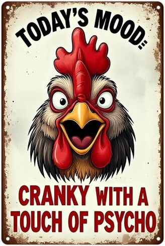 FunnySign Rooster Décor Relax We're All Crazy It's Not Competition Rustic Tin Sign For Home Farm Chicken Coop Decor 8x12 Inch (9709) in Kuwait