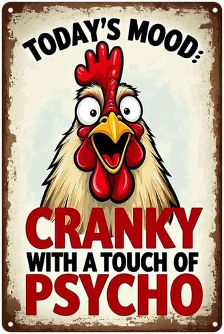 FunnySign Rooster Décor Relax، نحن جميعًا مجانين، إنها ليست منافسة، لافتة قصدير ريفية لديكور حظيرة الدجاج المنزلية مقاس 8 × 12 بوصة (9709) in Saudi Arabia