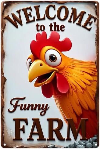 FunnySign Rooster Décor Relax We're All Crazy It's Not Competition Rustic Tin Sign For Home Farm Chicken Coop Decor 8x12 Inch (9709) in Kuwait