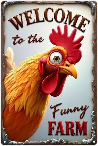 FunnySign Rooster Décor Relax We're All Crazy It's Not Competition Rustic Tin Sign For Home Farm Chicken Coop Decor 8x12 Inch (9709) in Kuwait