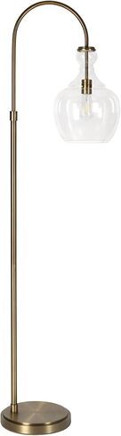 Henn&Hart Arc Floor Lamp with Glass Shade in Brass/Seeded, Floor Lamp for Home Office, Bedroom, Living Room in Kuwait