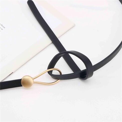 Thin Belt for Women, No-hole Knotted Belt, Adjustable Knot Skinny Belt, Fashion Waist Belt for Dress Shirt-Black in Saudi Arabia