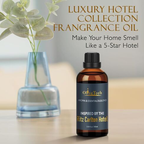 زيت موزع روائح الفنادق مستوحى من رائحة إصدار سويت إليجانس من ريتز كارلتون، زيت عطري للعلاج العطري من أوليف تيك للهواء البارد وموزعات الروائح بالموجات فوق الصوتية، زجاجة زجاجية سعة 100 مل / 3.38 قدم أونصة in Kuwait