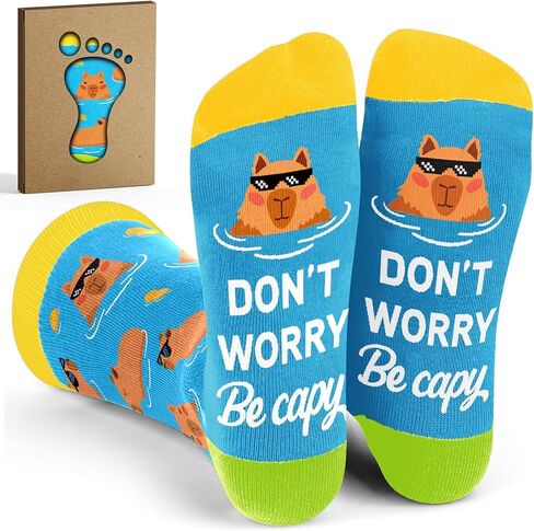 Capybara Socks for Women - Adorable Capy Gifts, Fun and Unique Capybaras Accessories, Perfect Stocking Stuffers and Christmas Gifts for Capybara Lovers, Cute and Funny Women's Socks in Saudi Arabia