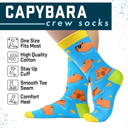 Capybara Socks for Women - Adorable Capy Gifts, Fun and Unique Capybaras Accessories, Perfect Stocking Stuffers and Christmas Gifts for Capybara Lovers, Cute and Funny Women's Socks in Saudi Arabia