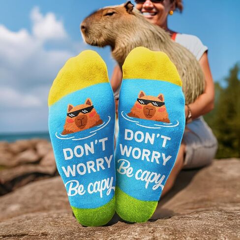 Capybara Socks for Women - Adorable Capy Gifts, Fun and Unique Capybaras Accessories, Perfect Stocking Stuffers and Christmas Gifts for Capybara Lovers, Cute and Funny Women's Socks in Saudi Arabia