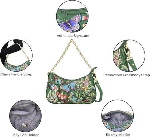 Anuschka Women’s Original Hand-Painted Genuine Leather Ruched East West Hobo With Chain in Saudi Arabia