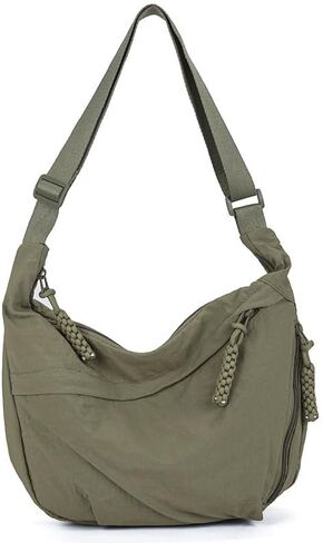 Crescent Crossbody Bags for Women Nylon Slouchy Sling Hobo Bag,Spacious Dumpling Handbag Cross Body Purses for Work Shopping in Saudi Arabia