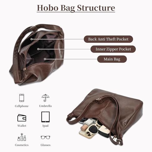 Hobo Bags for Women Crossbody Hobo Purses Soft Vegan Leather Shoulder Bag Leather Tote Bag Slouchy Tote Handbags in Saudi Arabia
