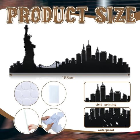 Chunful 5.2 Ft New York City Skyline Cardboard Stand Up Cutout Life Size Patriotic New York City Themed Party Decor Backdrop Photo Props Statue of Liberty Standup for Patriot Day Veterans Labor Day in Saudi Arabia