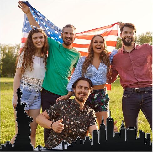 Chunful 5.2 Ft New York City Skyline Cardboard Stand Up Cutout Life Size Patriotic New York City Themed Party Decor Backdrop Photo Props Statue of Liberty Standup for Patriot Day Veterans Labor Day in Saudi Arabia