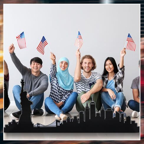 Chunful 5.2 Ft New York City Skyline Cardboard Stand Up Cutout Life Size Patriotic New York City Themed Party Decor Backdrop Photo Props Statue of Liberty Standup for Patriot Day Veterans Labor Day in Saudi Arabia