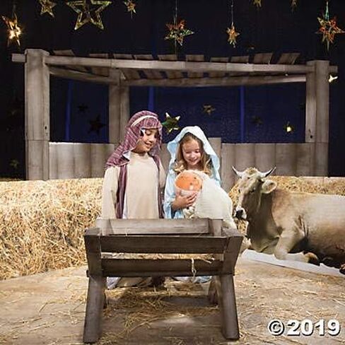خلفية ثابتة من Fun Express Nativity - ورق مقوى كبير ثلاثي الأبعاد لدعائم مهرجان عيد الميلاد | خلفية مشهد المهد بالحجم الطبيعي لمسرحيات الكنيسة وديكورات الميلاد الحية | 114 بوصة × 44 بوصة × 66 بوصة in Kuwait
