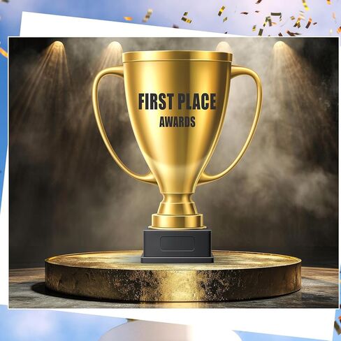 Thyle 5.3 Feet Golden Award Trophy Cup Cardboard Cutout Stand-up Life Size Award Theme Party Decoration Backdrop Photo Props Stand up for Classroom School Rewards Sports Tournament Prizes Party Supply in Saudi Arabia