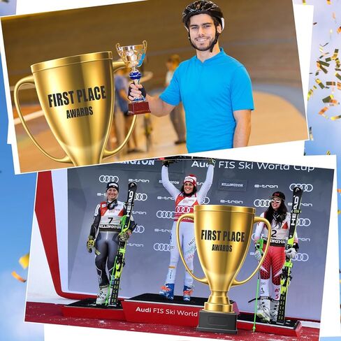 Thyle 5.3 Feet Golden Award Trophy Cup Cardboard Cutout Stand-up Life Size Award Theme Party Decoration Backdrop Photo Props Stand up for Classroom School Rewards Sports Tournament Prizes Party Supply in Saudi Arabia