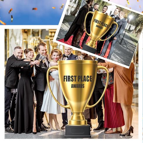 Thyle 5.3 Feet Golden Award Trophy Cup Cardboard Cutout Stand-up Life Size Award Theme Party Decoration Backdrop Photo Props Stand up for Classroom School Rewards Sports Tournament Prizes Party Supply in Saudi Arabia