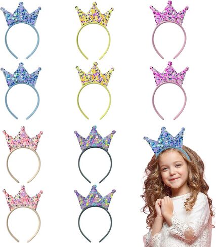 تيجان الأميرة، 10 عبوات من عصابات الرأس للفتيات والنساء، تيجان تاج عيد ميلاد لامعة لحفلات الأميرات وهدايا عيد الميلاد in Kuwait