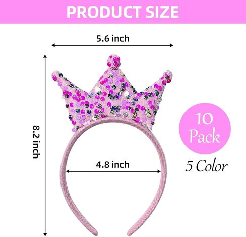 تيجان الأميرة، 10 عبوات من عصابات الرأس للفتيات والنساء، تيجان تاج عيد ميلاد لامعة لحفلات الأميرات وهدايا عيد الميلاد in Kuwait