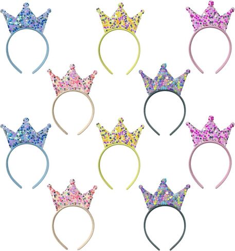 تيجان الأميرة، 10 عبوات من عصابات الرأس للفتيات والنساء، تيجان تاج عيد ميلاد لامعة لحفلات الأميرات وهدايا عيد الميلاد in Kuwait