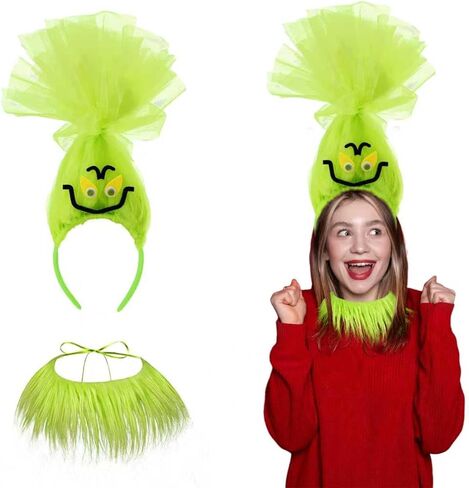 2 Pcs Christmas Green Monster Costume Accessories Set Big Monster Headband for Adults Men Women Christmas Holiday Cosplay Accessories in Saudi Arabia