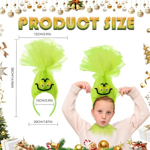 2 Pcs Christmas Green Monster Costume Accessories Set Big Monster Headband for Adults Men Women Christmas Holiday Cosplay Accessories in Saudi Arabia