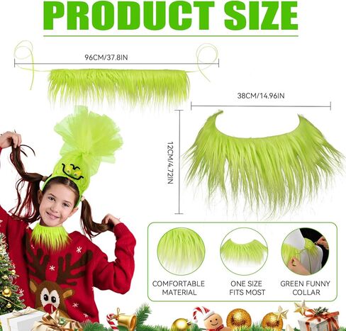 2 Pcs Christmas Green Monster Costume Accessories Set Big Monster Headband for Adults Men Women Christmas Holiday Cosplay Accessories in Saudi Arabia
