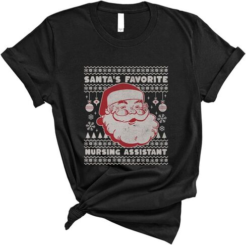 TeesAndTankYou Santa's Favorite Nursing Assistant Shirt Unisex in Saudi Arabia