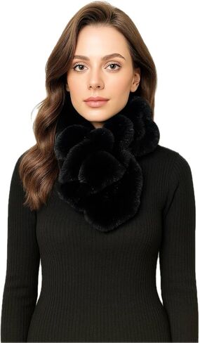 Women Real Rex Rabbit Fur Scarf Chinchillai Color Neck Warmer Classic Outdoor Winter in Saudi Arabia