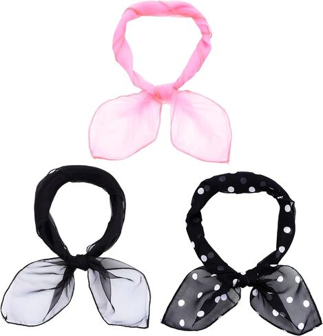 3 PCS Polka Dot Scarf, Multicolor Chiffon Polka Dot Bandana 1950s Elegant Square Scarf Lightweight Neck Scarves for Women Shopping Party Travel Dinner Wearing in Saudi Arabia