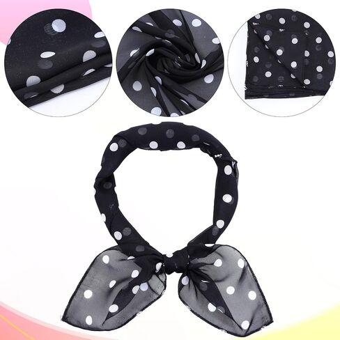 3 PCS Polka Dot Scarf, Multicolor Chiffon Polka Dot Bandana 1950s Elegant Square Scarf Lightweight Neck Scarves for Women Shopping Party Travel Dinner Wearing in Saudi Arabia