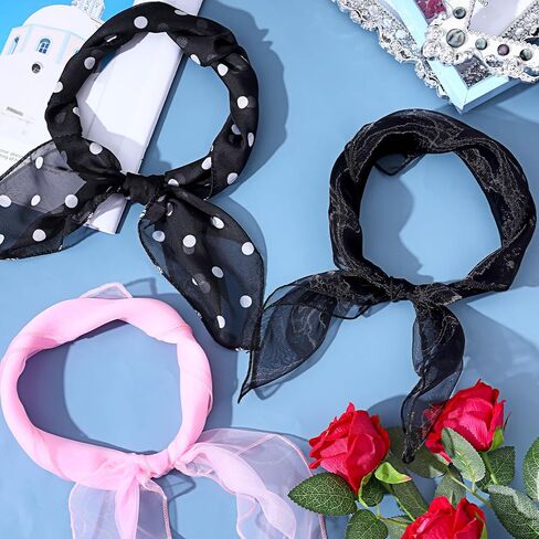 3 PCS Polka Dot Scarf, Multicolor Chiffon Polka Dot Bandana 1950s Elegant Square Scarf Lightweight Neck Scarves for Women Shopping Party Travel Dinner Wearing in Saudi Arabia