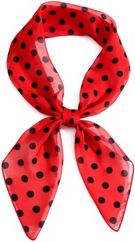 1 Piece of Polka Dot Square Scarf 1950s Chiffon Neck Scarfs Sheer Handkerchief Hair Tie Halloween Costume for Women Girls in Saudi Arabia