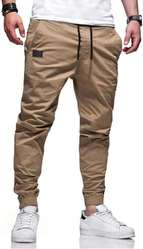Men's Casual Cargo Pants Hiking Pants Workout Joggers Sweatpants for Men Drawstring Chino Cargo Pants in Saudi Arabia