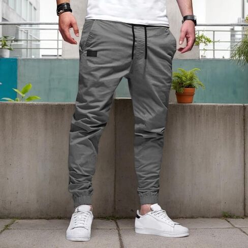 Men's Casual Cargo Pants Hiking Pants Workout Joggers Sweatpants for Men Drawstring Chino Cargo Pants in Saudi Arabia
