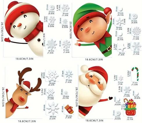 82pcs Christmas Window Clings Stickers - Santa, Reindeer, Snowman Snowflake Design, Double-Sided PVC Decals for Glass, No Residue Holiday Decor Indoor/Outdoor Use, Festive Decoration Vibrant Graphics in Saudi Arabia