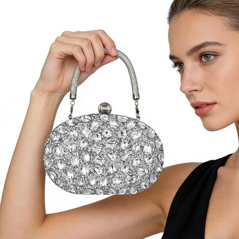 Sparkling Rhinestone Evening Bag for Women, Elegant Clutch and Crossbody Purse, Dimond Purse Handbag in Saudi Arabia