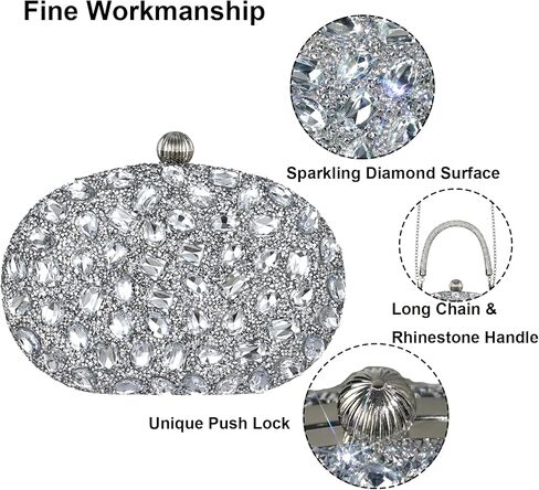 Sparkling Rhinestone Evening Bag for Women, Elegant Clutch and Crossbody Purse, Dimond Purse Handbag in Saudi Arabia